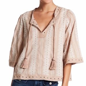 TULAROSA Huxley 3/4 Sleeve Eyelet Trim Blouse